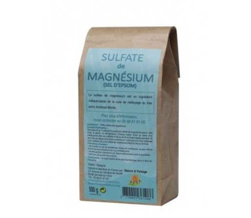 Sulfato de Magnesio, Sales de Epsom 500gr. NATURE ET PARTAGE