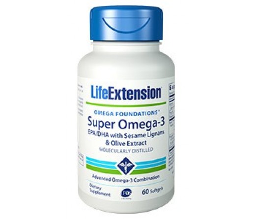 Super Omega 3 EPA, DHA con Lignanos de Sesamo 60 perlas LIFEEXTENSION