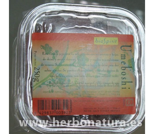 Umeboshi ciruela japonesa curada con sal y hojas shiso 250gr. BIOSPIRIT