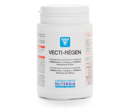 Vectirégen Pelo, piel. uñas. Metionina, Lisina, Cisteina, A y Zinc 60 cápsulas NUTERGIA
