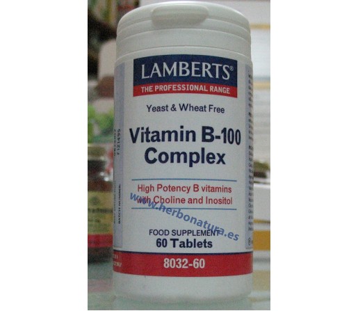 Vitamina B-100 Complex Potenciada con Colina y Inositol 60 comprimidos LAMBERTS