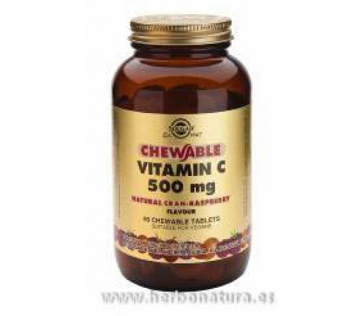 Vitamina C 500 mg Sabor natural de frambuesa 90 Comprimidos masticables SOLGAR