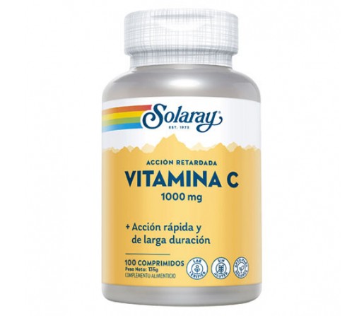Vitamina C 1000mg 100 comprimidos Acción retardada SOLARAY