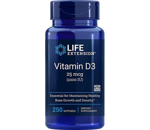 Vitamina D3 1000UI Colecalciferol. 250 perlas LIFEEXTENSION