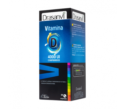 Vitamina D3, Colecalciferol, 4000UI. 90 comprimidos Drasanvi