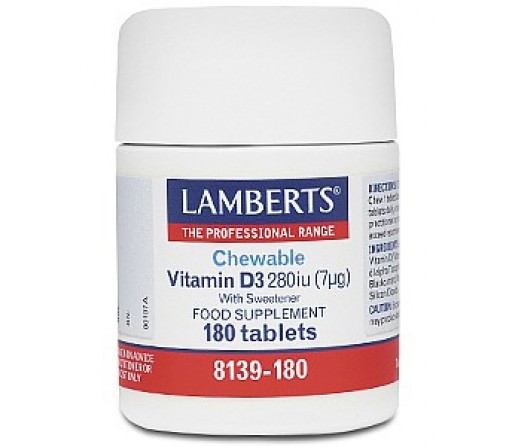 Vitamina D3 Masticable sabor Grosella 280UI 180 comprimidos LAMBERTS